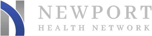 Blue and Gray Logo of Newport Health Network which serves critical access hospitals (CAH)